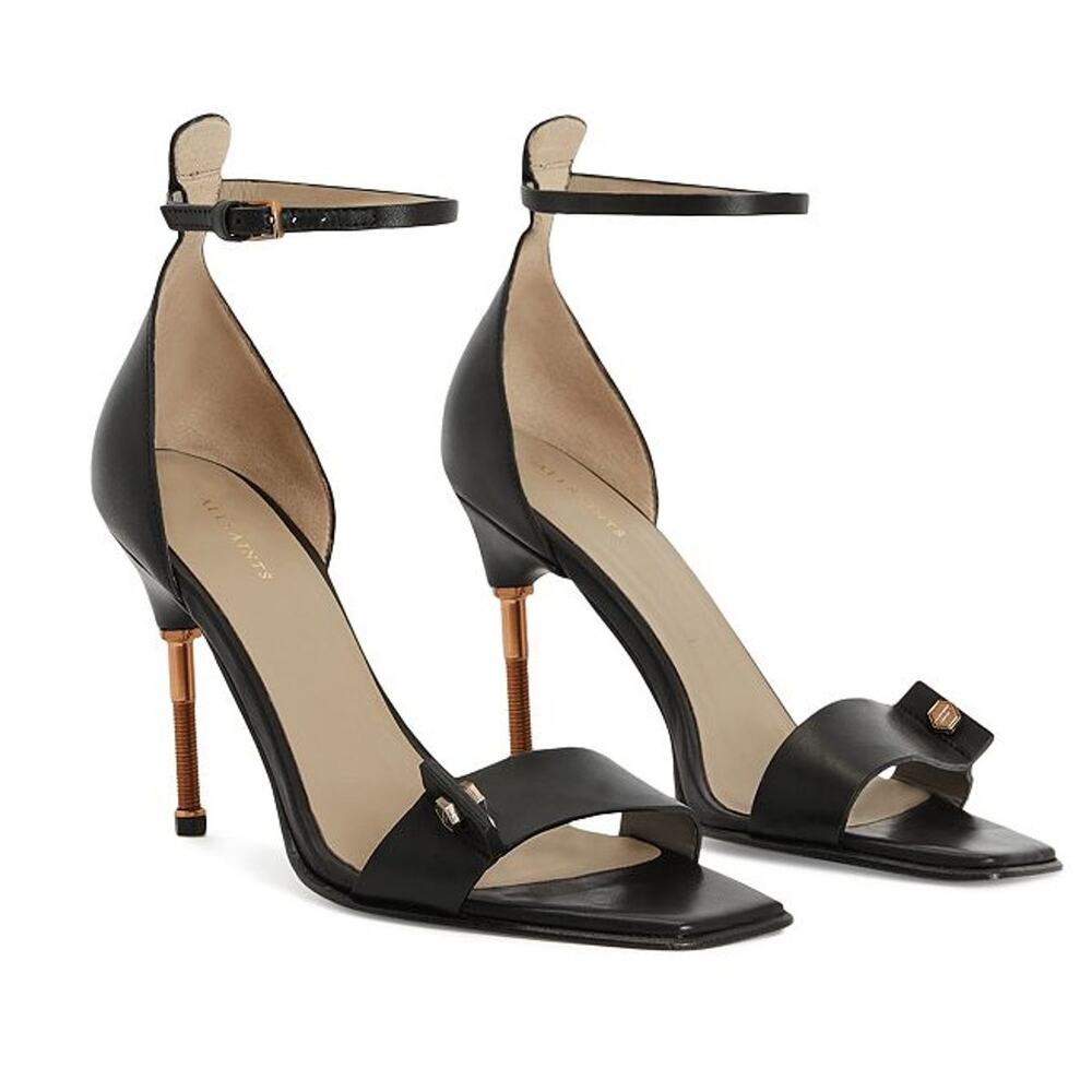 Allsaints Sleek Black Betty High Heel Sandals Size 41/ US 11